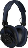 🎧 master & dynamic mh40 over-ear headphones with wired connectivity - noise isolating & mic recording studio headphones with superior sound, black metal/navy leather (mh40b4) logo