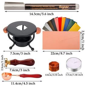 img 3 attached to 💌 Wax Sealing Kit: 748 PCS with 24 Colors Beads, Warmer, Spoon, Stamp, Metallic Pen, Envelopes - Ideal for Wedding, Gift, Crafts