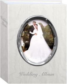 img 1 attached to 📷 Pioneer Photo Albums 100-Pocket Ivory Moire Cover Album with Silvertone Oval Frame and Wedding Album Text for 4 by 6-Inch Prints