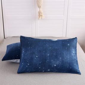 img 1 attached to 🌙 LAMEJOR Queen Size Duvet Cover Set - Galaxy Outer Style Moon/Star Pattern Gradient - Luxury Soft Bedding - Comforter Cover (1 Duvet Cover + 2 Pillowcases) in Blue