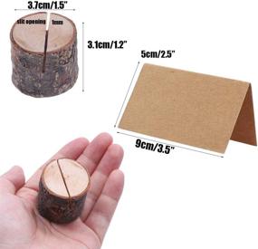 img 3 attached to 🌲 Buytra 20pcs Rustic Wood Place Card Holders: Enhance your Wedding Party with Wooden Bark Memo Holders and Kraft Place Cards