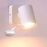 luzden bedside reading wall lamp with switch led wall sconce rotatable indoor spotlight adjustable white gu10 (with switch) logo