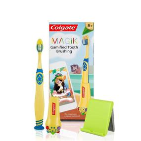 img 4 attached to 🪥 Colgate Magik Smart Toothbrush for Kids: Fun Brushing Games & Timer - Yellow, 1 Count