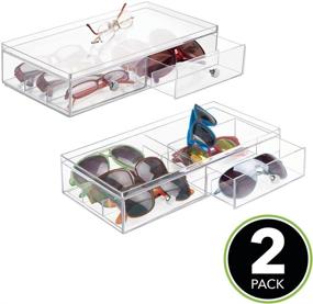 img 3 attached to 🕶️ mDesign Plastic Rectangular Portable Stackable Eye Glass Organizer and Sunglass Storage Case - Clear, 2 Pack