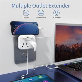 img 3 attached to 🔌 Massway Wall Outlet Surge Protector with USB Ports, Type-C Port, and Phone Holder - Multi Plug Outlets Wall Mount Adapter for Home, Travel, Office, and Hotel