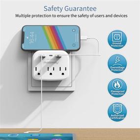 img 2 attached to 🔌 Massway Wall Outlet Surge Protector with USB Ports, Type-C Port, and Phone Holder - Multi Plug Outlets Wall Mount Adapter for Home, Travel, Office, and Hotel