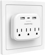 🔌 massway wall outlet surge protector with usb ports, type-c port, and phone holder - multi plug outlets wall mount adapter for home, travel, office, and hotel logo