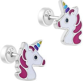 img 3 attached to 🦄 Colorful Unicorn Earrings: Sterling Silver Studs for Girls - Fun Gift for Unicorn Loving Children