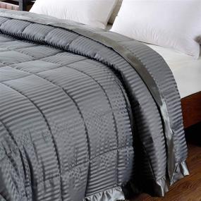 img 2 attached to 🛏️ Gray King Size Downluxe Lightweight Down Alternative Blanket with Satin Trim - 90 x 108 Inch