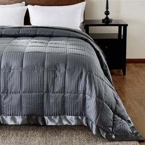 img 3 attached to 🛏️ Gray King Size Downluxe Lightweight Down Alternative Blanket with Satin Trim - 90 x 108 Inch