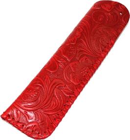 img 3 attached to Handmade Genuine Leather Double Pen Case Fountain Pen Sleeve Holder Pouch Cover Vintage Embossed (Red)