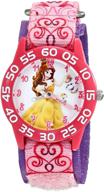 🌹 disney kids' belle pink quartz watch with analog display - model w001672 logo