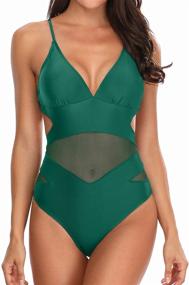 img 4 attached to 💃 Holipick Women's Sexy One Piece Swimsuits: Plunge V Neck Monokini with Mesh Cutouts - Stylish Swimwear for a Tantalizing Look!
