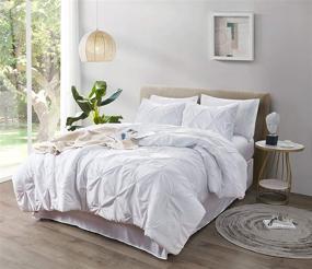 img 3 attached to 🛏️ Figuran Full 8-Piece Queen Size Comforter Bedding Set: Silky Soft Bed-in-a-Bag with Pinch Pleat Comforter, Pillow Shams, Sheets, Skirt, and Pillowcases - White