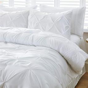 img 2 attached to 🛏️ Figuran Full 8-Piece Queen Size Comforter Bedding Set: Silky Soft Bed-in-a-Bag with Pinch Pleat Comforter, Pillow Shams, Sheets, Skirt, and Pillowcases - White