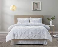 🛏️ figuran full 8-piece queen size comforter bedding set: silky soft bed-in-a-bag with pinch pleat comforter, pillow shams, sheets, skirt, and pillowcases - white logo