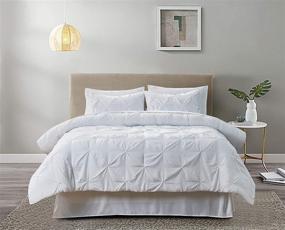 img 4 attached to 🛏️ Figuran Full 8-Piece Queen Size Comforter Bedding Set: Silky Soft Bed-in-a-Bag with Pinch Pleat Comforter, Pillow Shams, Sheets, Skirt, and Pillowcases - White