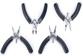 img 4 attached to High-Quality 4 Piece Mini Pliers Tool Set with Wire Cutters, Bent Nose Pliers, Chain Nose Pliers, and Round Nose Pliers