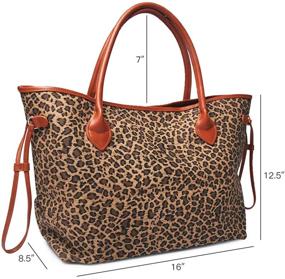 img 3 attached to 👜 Stylish Oversized Women's Leopard Print Canvas Tote Bag with Faux Leather Handle - Casual and Chic Handbag