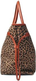 img 2 attached to 👜 Stylish Oversized Women's Leopard Print Canvas Tote Bag with Faux Leather Handle - Casual and Chic Handbag
