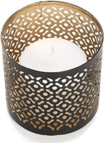 img 1 attached to 🕯️ Hosley 4.5-Inch High Black Metal Jar Holder Candle Sleeve with Gold Interior - Votive, Tea Light Lanterns - Use with Tealights - Perfect Gift for Weddings, Parties, Spa, and Aromatherapy - O6