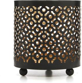 img 2 attached to 🕯️ Hosley 4.5-Inch High Black Metal Jar Holder Candle Sleeve with Gold Interior - Votive, Tea Light Lanterns - Use with Tealights - Perfect Gift for Weddings, Parties, Spa, and Aromatherapy - O6