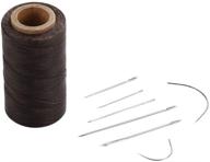 🧵 yeham flat waxed thread cord for leather craft diy - 1mm 150d - 284 yard - includes 7-count leather craft hand needles (coffee) logo