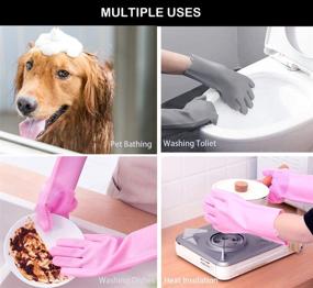 img 2 attached to 🐾 Silicone Pet Grooming Gloves: Bathing, Hair Removal | Dogs & Cats Shampoo Brush | Soft, Durable Scrubber Glove for Pets Showering like Horses, Dogs & Cats