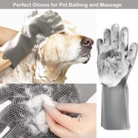 img 3 attached to 🐾 Silicone Pet Grooming Gloves: Bathing, Hair Removal | Dogs & Cats Shampoo Brush | Soft, Durable Scrubber Glove for Pets Showering like Horses, Dogs & Cats