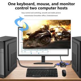 img 3 attached to USB VGA KVM Switch 2-in-1 Out 2 Port Video Sharing Adapter Manual Switcher by Pasow