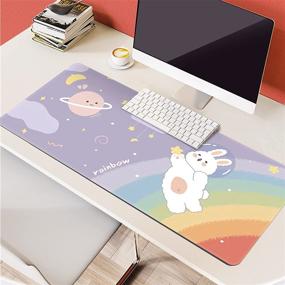 img 1 attached to 🐾 Cute Kawaii Desk Mat - Large Gaming Mouse Pad, Cartoons Keyboard Pad - Laptop Desk Mat for Gaming, Writing, Home Office Work (32 x 12 in)