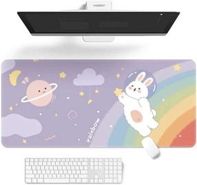 img 4 attached to 🐾 Cute Kawaii Desk Mat - Large Gaming Mouse Pad, Cartoons Keyboard Pad - Laptop Desk Mat for Gaming, Writing, Home Office Work (32 x 12 in)