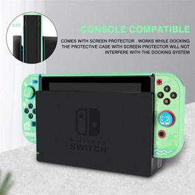 img 3 attached to 🎮 DLseego Dockable Protective Case for Nintendo Switch - Animal Crossing Design, Newest Pattern [Baby Skin Touch] Cover with 2 Glass Screen Protectors & 4 Thumb Grips - Green