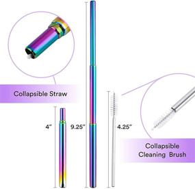 img 3 attached to 🦄 Эко-друзья Складная трубка: удобные для путешествий нержавеющая сталь и с чехлом и щеткой для чистки - безопасная для посудомоечной машины (дизайн единорога)