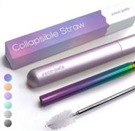 🦄 eco-pals collapsible straw: travel-friendly stainless steel reusable straws with case & cleaning brush - dishwasher safe (unicorn design) logo