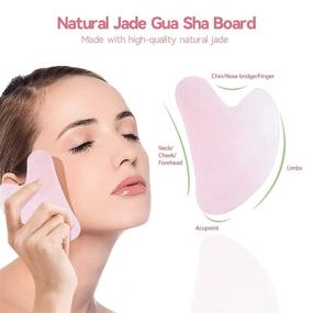 img 3 attached to Rose Quartz Jade Roller for Face, Gua Sha Facial Massage Tools - Anti-Aging Eye Roller Massager & Guasha Tool for Face, Eye, Neck - Natural Beauty Skin Care Tools in Pink