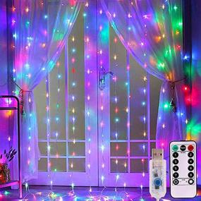 img 4 attached to 🌟 Dienalls Fairy Twinkle Curtain String Lights: Remote-Controlled Indie Room Decor for Bedroom Aesthetic, Teen Girls, Softball, Purple Butterfly, Pretty Room - Colorful Waterfall Wall Lights