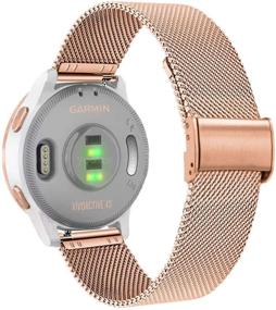 img 4 attached to 🌹 Premium Stainless Steel Metal Mesh Watch Bands for Garmin Venu 2S/Vivoactive 4S/Vivomove 3S and Fossil Q Venture Gen 4 HR/Gen 3, Women's Gen 5E 42mm - Rose Gold, 18mm Quick Release Strap