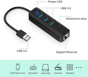 img 3 attached to 🔌 KOOTION 3-Port USB 3.0 Hub with RJ45 1000 Gigabit Ethernet Converter for Laptop, USB A to RJ45 Ethernet Port Adapter, Compatible with Windows XP, Vista, Windows 7/8/10, Mac OS 10.6+, Linux - Enhanced SEO