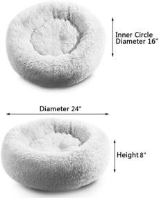 img 3 attached to 🛏️ Luxury Cozy Nest Sleeping Bed: Hollypet Self-Warming Donut Pet Bed, Round Faux Fur Bed for Cats and Small-Medium Dogs
