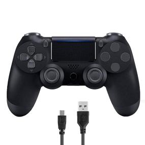 img 4 attached to 🎮 Беспроводной контроллер PS4 с вибрацией DualShock и USB-кабелем, поддерживает консоли PS4/Slim/Pro (чёрный) - повышенная оптимизация для поисковых систем