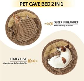 img 1 attached to 🐾 FURTIME Small Dog Bed Cat Bed with Attached Blanket - Cozy Cuddler Orthopedic Calming Cave Hooded Pet Bed, 23/26 inch Round Donut Anti-Anxiety Dog Bed for Small Dogs or Cats - Washable, Anti-Slip Bottom