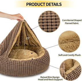 img 3 attached to 🐾 FURTIME Small Dog Bed Cat Bed with Attached Blanket - Cozy Cuddler Orthopedic Calming Cave Hooded Pet Bed, 23/26 inch Round Donut Anti-Anxiety Dog Bed for Small Dogs or Cats - Washable, Anti-Slip Bottom