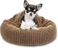 🐾 furtime small dog bed cat bed with attached blanket - cozy cuddler orthopedic calming cave hooded pet bed, 23/26 inch round donut anti-anxiety dog bed for small dogs or cats - washable, anti-slip bottom logo