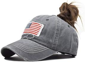 img 4 attached to Baseball Ponytail Vintage Distressed American Flag Outdoor Recreation