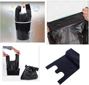 img 1 attached to 🗑️ YYaaloa 100 pcs Small Black Trash Bags with Handles: Super Thick Rubbish Bags for Office, Picnic, Kitchen & Bulk Use (Black 100 pack)