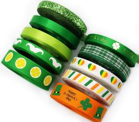 img 1 attached to 🍀 Grosgrain Ribbon: Celebrate St. Patrick's Day with Green/White Prints for Hair Bows, Wreaths, Lanyards, Gift Wrapping, Party Decoration, Crafting, and Sewing