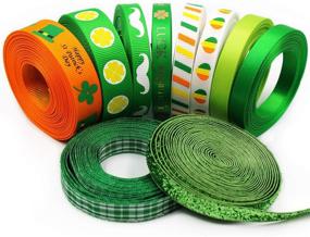 img 2 attached to 🍀 Grosgrain Ribbon: Celebrate St. Patrick's Day with Green/White Prints for Hair Bows, Wreaths, Lanyards, Gift Wrapping, Party Decoration, Crafting, and Sewing