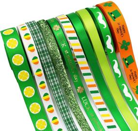 img 4 attached to 🍀 Grosgrain Ribbon: Celebrate St. Patrick's Day with Green/White Prints for Hair Bows, Wreaths, Lanyards, Gift Wrapping, Party Decoration, Crafting, and Sewing