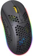 🖱️ fast charging type c bluetooth mouse, honeycomb wireless gaming mice, lightweight, 3 modes (bt5.0, bt3.0 & usb 2.4ghz), 3600 dpi, rgb rainbow backlit - black логотип